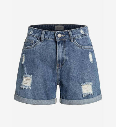 Produktbild f�r 'Damen kurze Mom-Fit Jeans Shorts Destroyed Look'