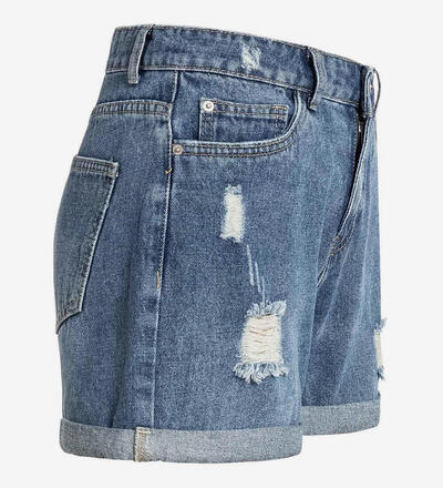 Produktbild f�r 'Damen kurze Mom-Fit Jeans Shorts Destroyed Look'