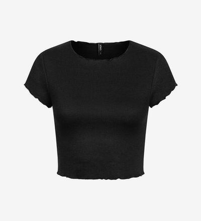 Produktbild f�r 'Damen Ribbed Crop Top T-Shirt mit Wellendetails am Saum'