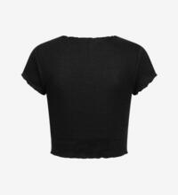 Produktbild f�r 'Damen Ribbed Crop Top T-Shirt mit Wellendetails am Saum'