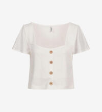 Produktbild f�r 'Damen Cropped Shirt mit Deko Knopfleiste und Frill �rmeln'